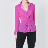 Front Ruched Chiffon Blouse