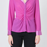 Front Ruched Chiffon Blouse