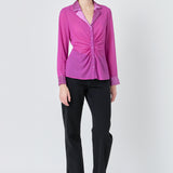 Front Ruched Chiffon Blouse