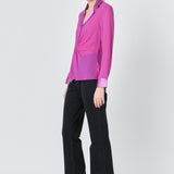 Front Ruched Chiffon Blouse