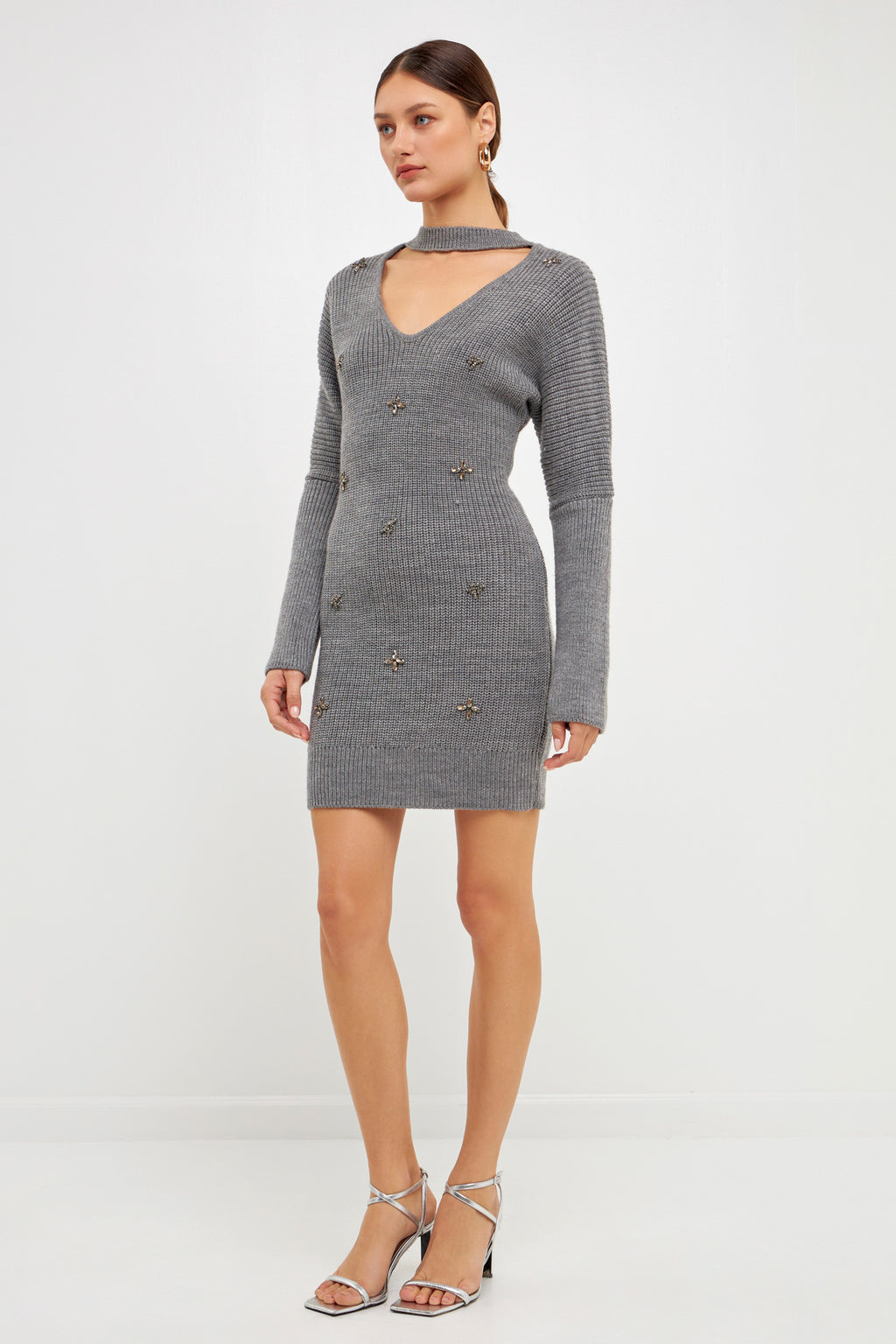 Embellished Sweater Dress