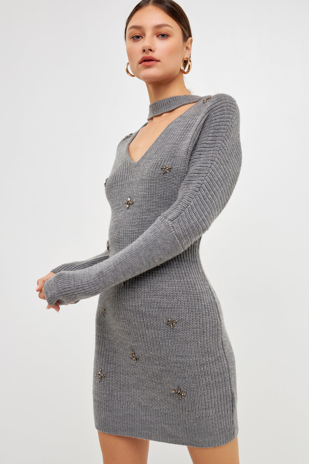 Embellished Sweater Dress