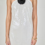 Aimee Sequined Halter Mini Dress with Florette