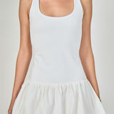 Quinn Mixed Media Scoop Neck Blouson Mini Dress