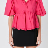 Puff Sleeve Peplum Top