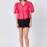 Puff Sleeve Peplum Top