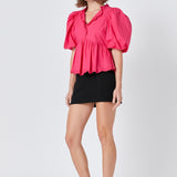 Puff Sleeve Peplum Top