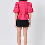 Puff Sleeve Peplum Top