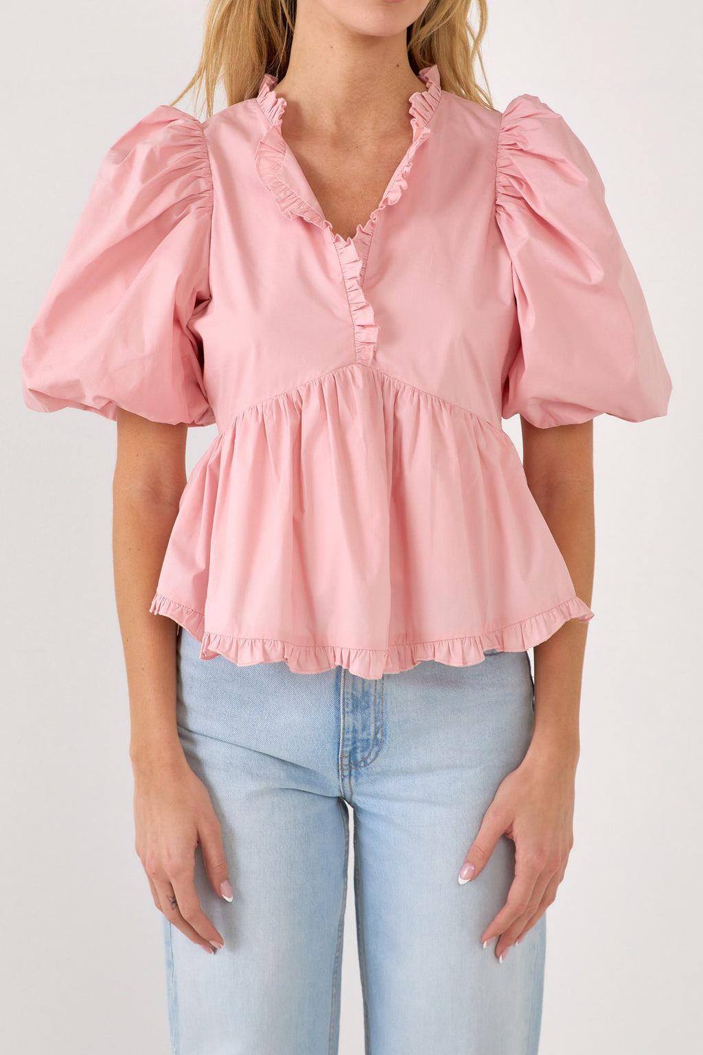 Puff Sleeve Peplum Top – Endless Rose