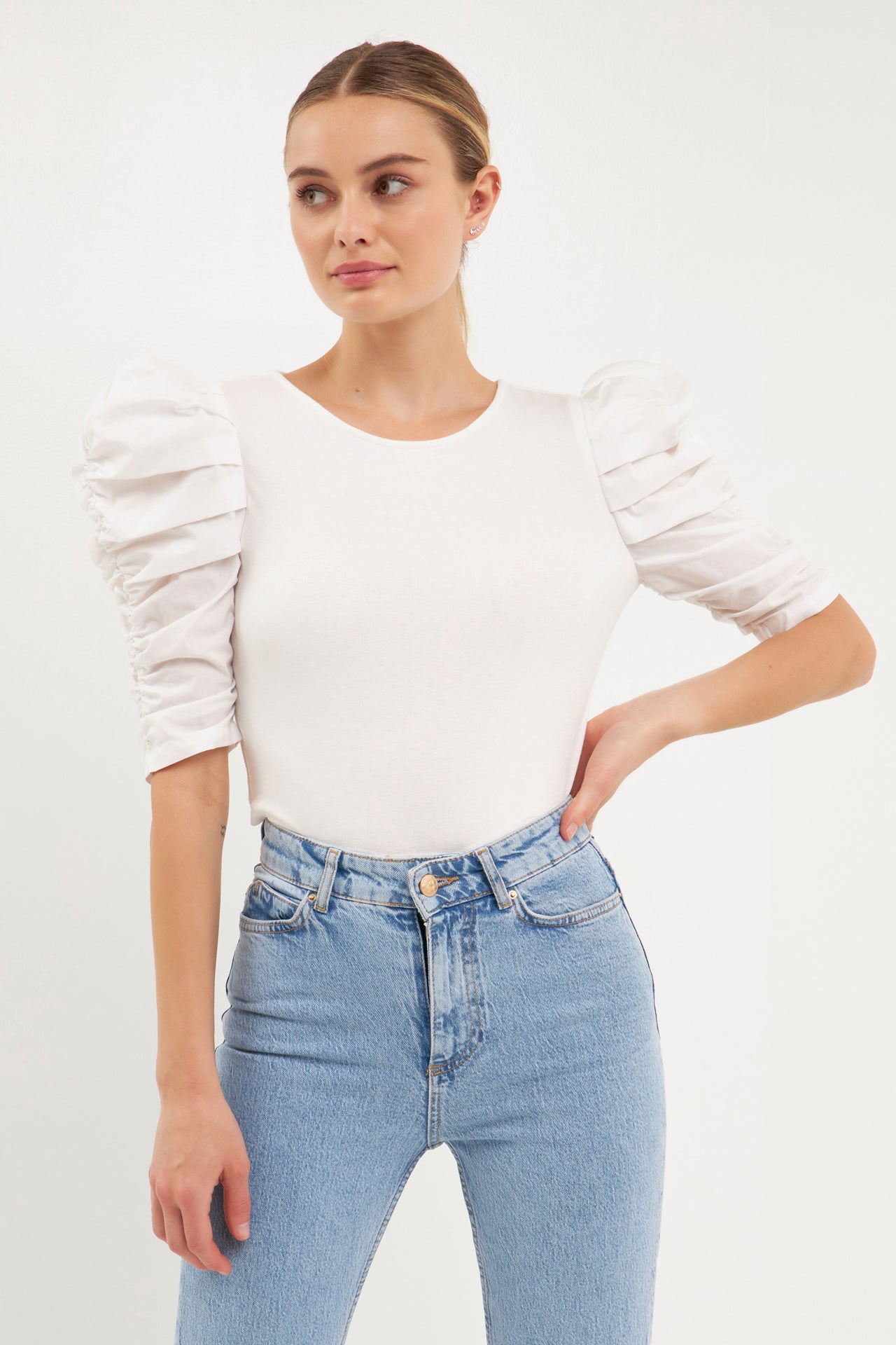 Apparel- Endless Rose Texture Fabric Top with Puff Short Sleeves – Milla &  Ella Co