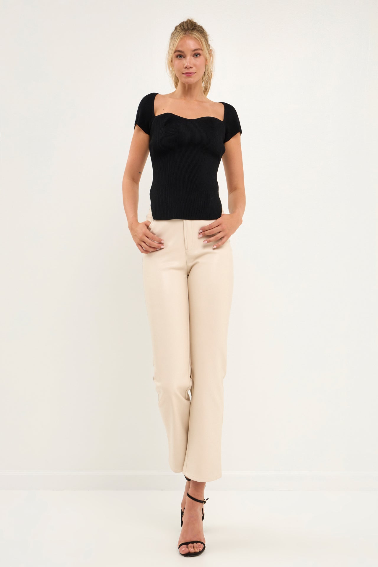 GREY LAB-High-Waisted Faux Leather Pants-PANTS available at Objectrare