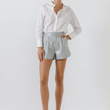 High-Waisted Faux Leather Shorts