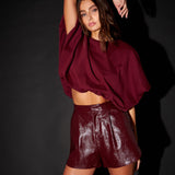 High-Waisted Faux Leather Shorts