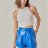 High-Waisted Faux Leather Shorts