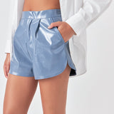 High-Waisted Faux Leather Shorts