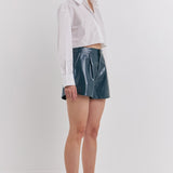 High-Waisted Faux Leather Shorts