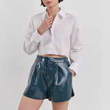 High-Waisted Faux Leather Shorts