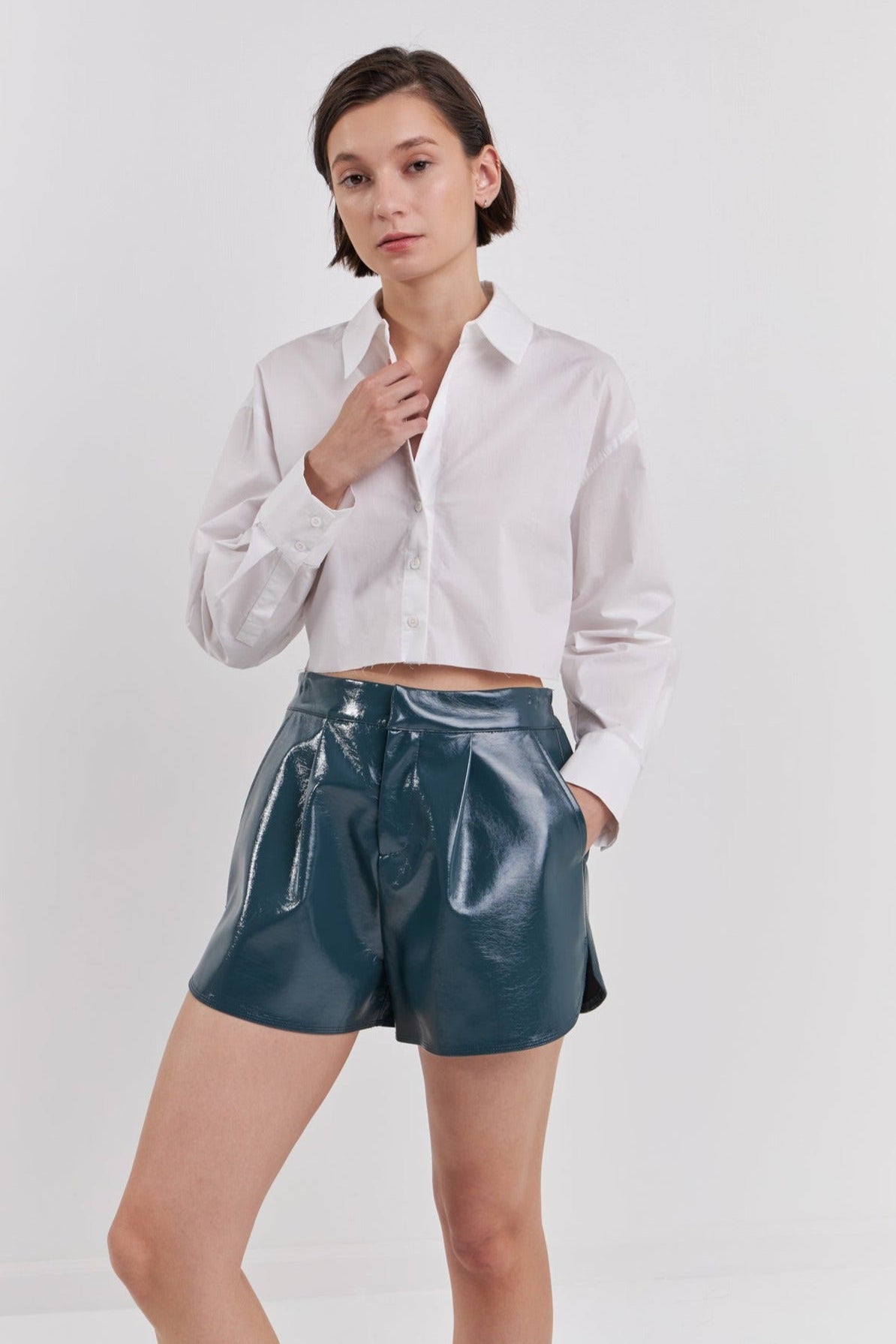 High-Waisted Faux Leather Shorts