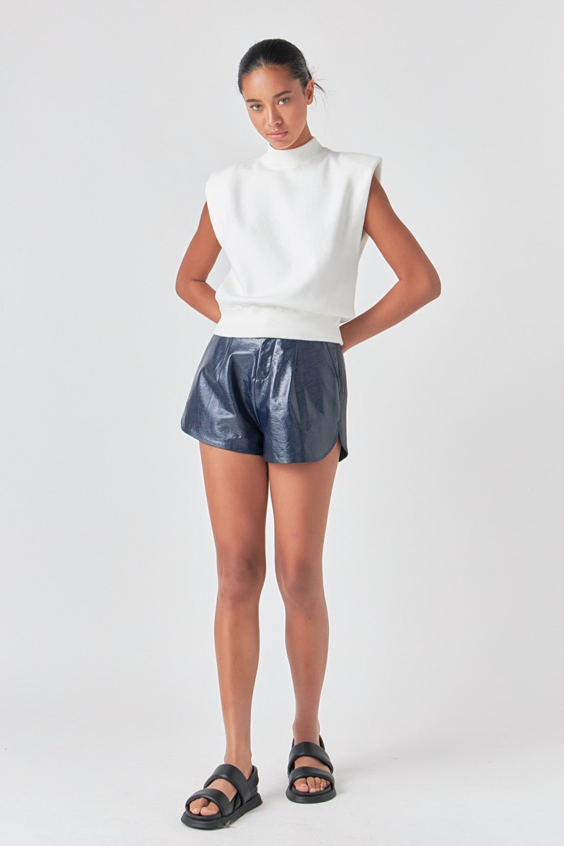 High-Waisted Faux Leather Shorts