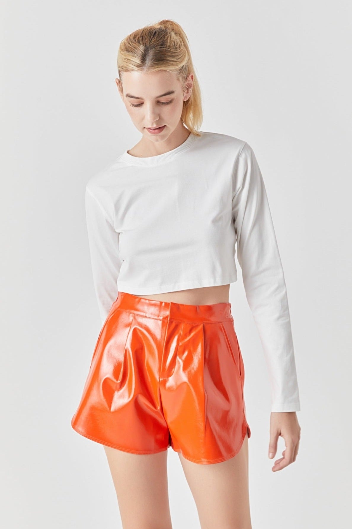 High-Waisted Faux Leather Shorts