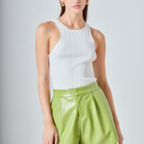 High-Waisted Faux Leather Shorts