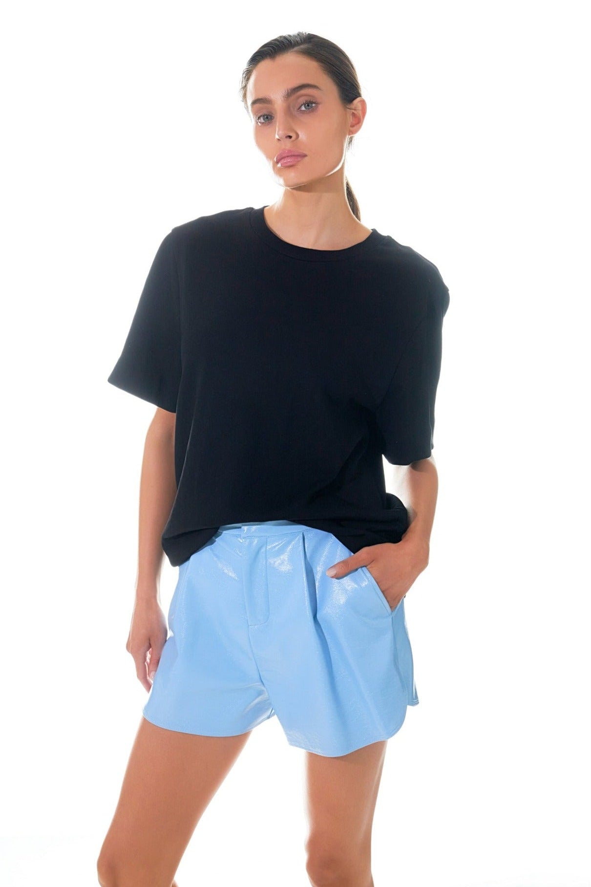 High-Waisted Faux Leather Shorts