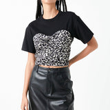 Leopard Shirred Cropped Top