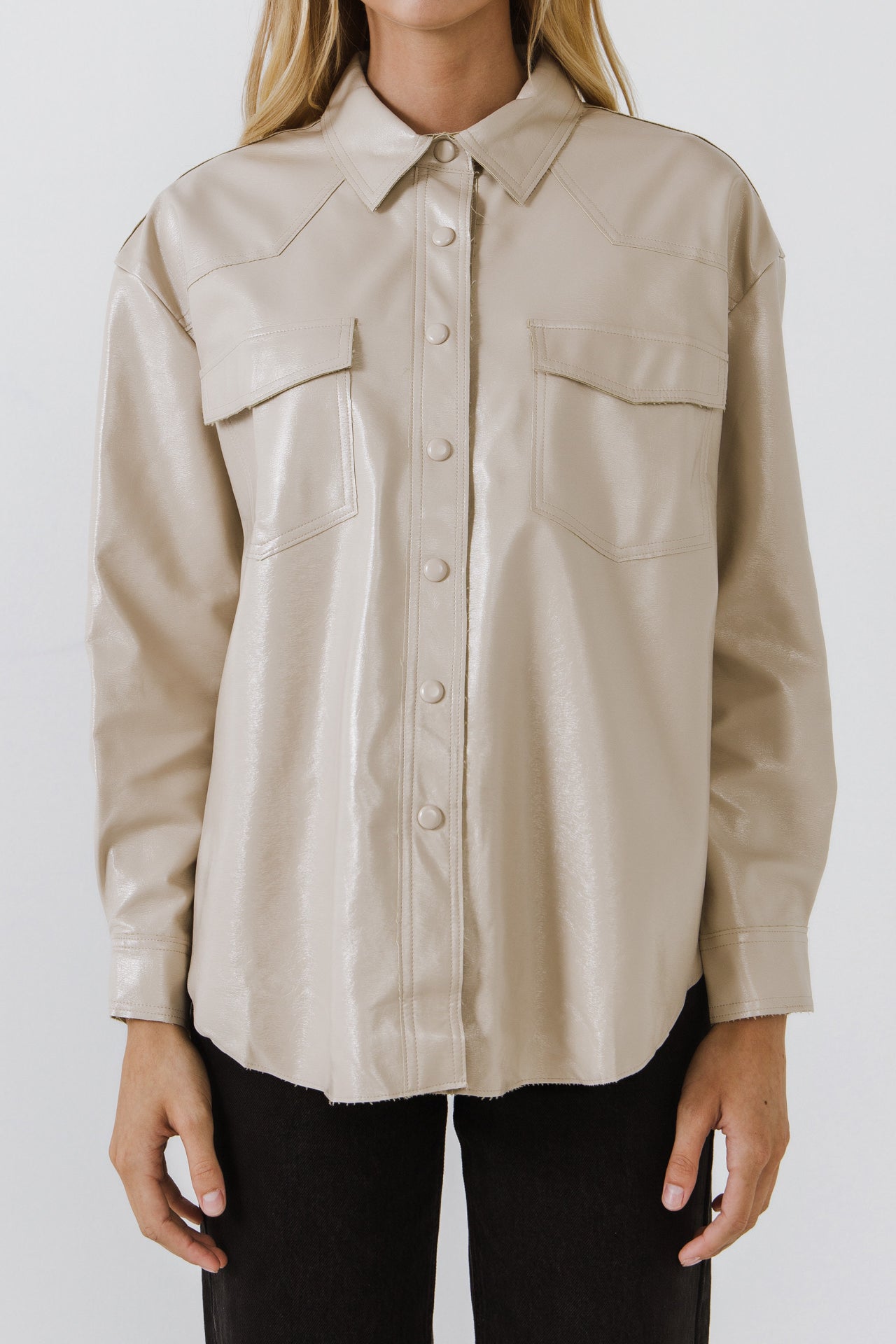 GREY LAB - Pu Button Down Jacket - JACKETS available at Objectrare