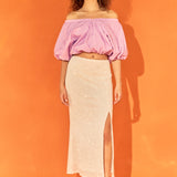 Cropped V-neckline Puff Top