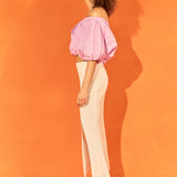 Cropped V-neckline Puff Top