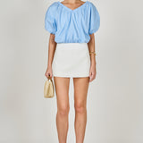 Cropped V-neckline Puff Top