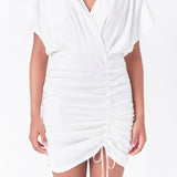 Stretch Linen Shirred Mini Dress