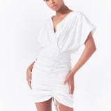 Stretch Linen Shirred Mini Dress