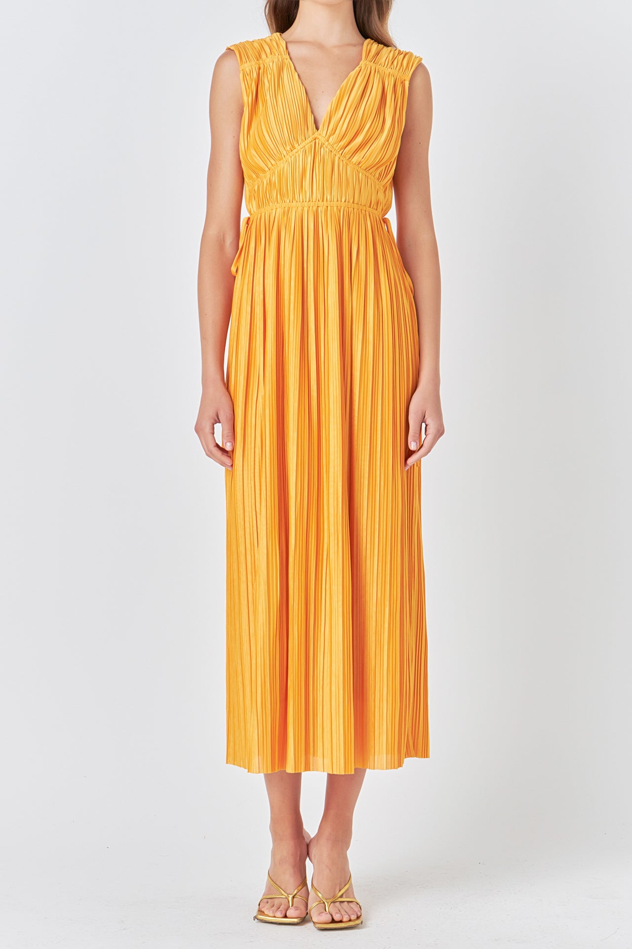 Pleated Straps Detail Midi Dress – Endless Rose