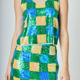 Checkered Sequin Top