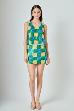 Checkered Sequin Top