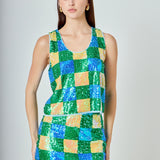 Checkered Sequin Top