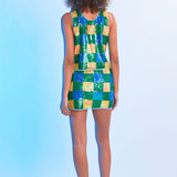 Checkered Sequin Mini Skirt