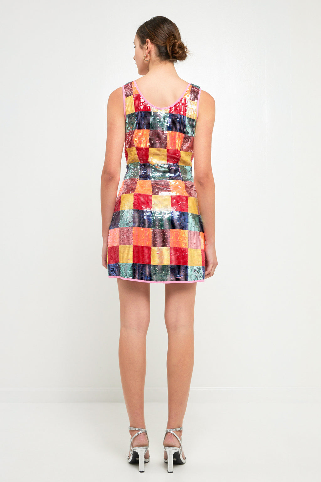 Sequins Gingham Mini Dress