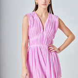 V-Neck Pleated Romper