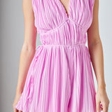 V-Neck Pleated Romper