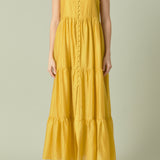 Button Detail Tiered Maxi Dress