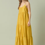 Button Detail Tiered Maxi Dress