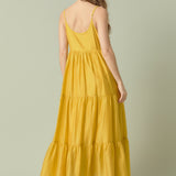 Button Detail Tiered Maxi Dress
