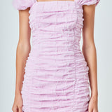 Ruched Mini Dress with Cap Sleeves