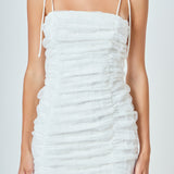 Shirred Mini Dress with Tie Straps