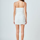 Shirred Mini Dress with Tie Straps