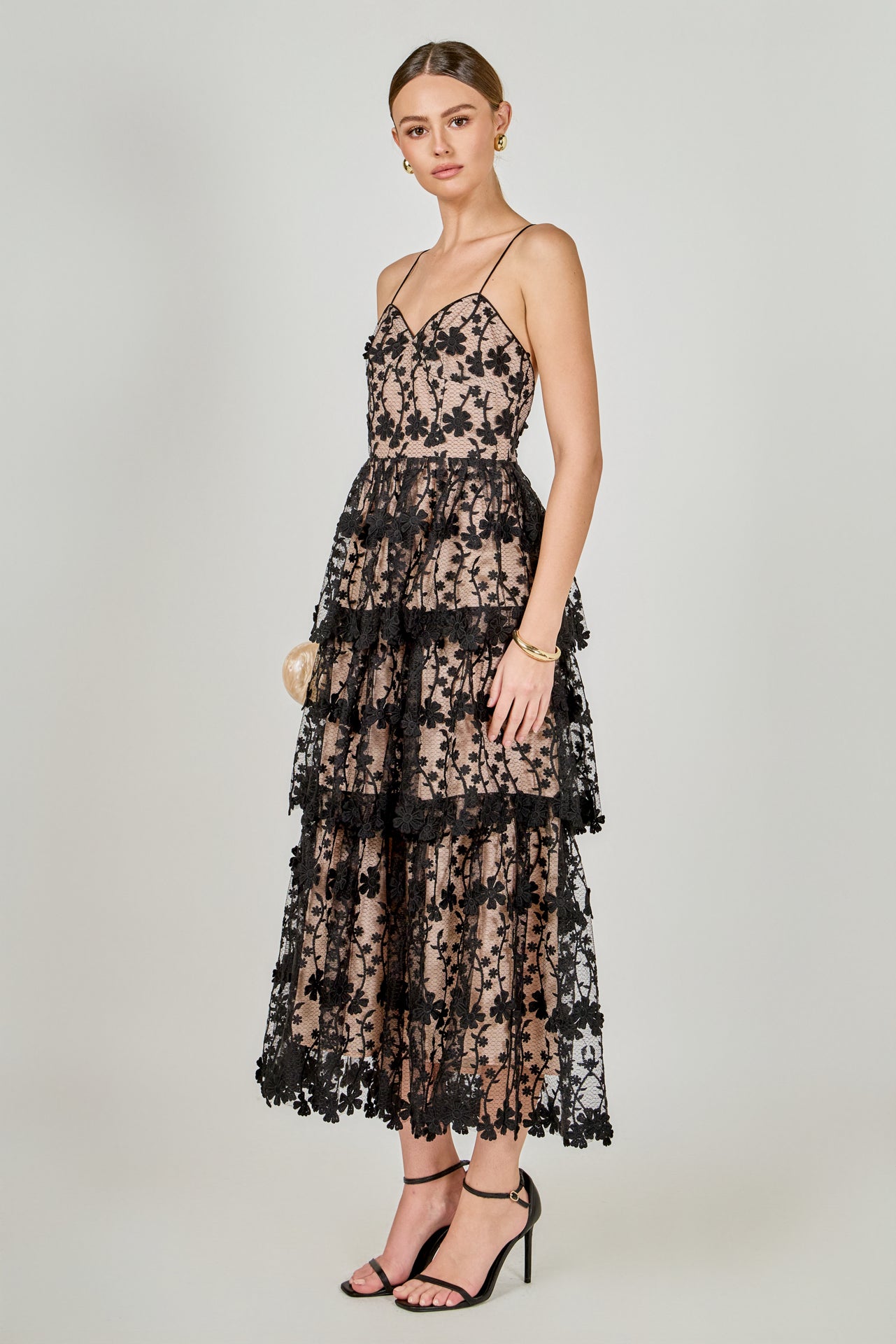 Endless Rose Women's Crochet Tiered Midi Dress