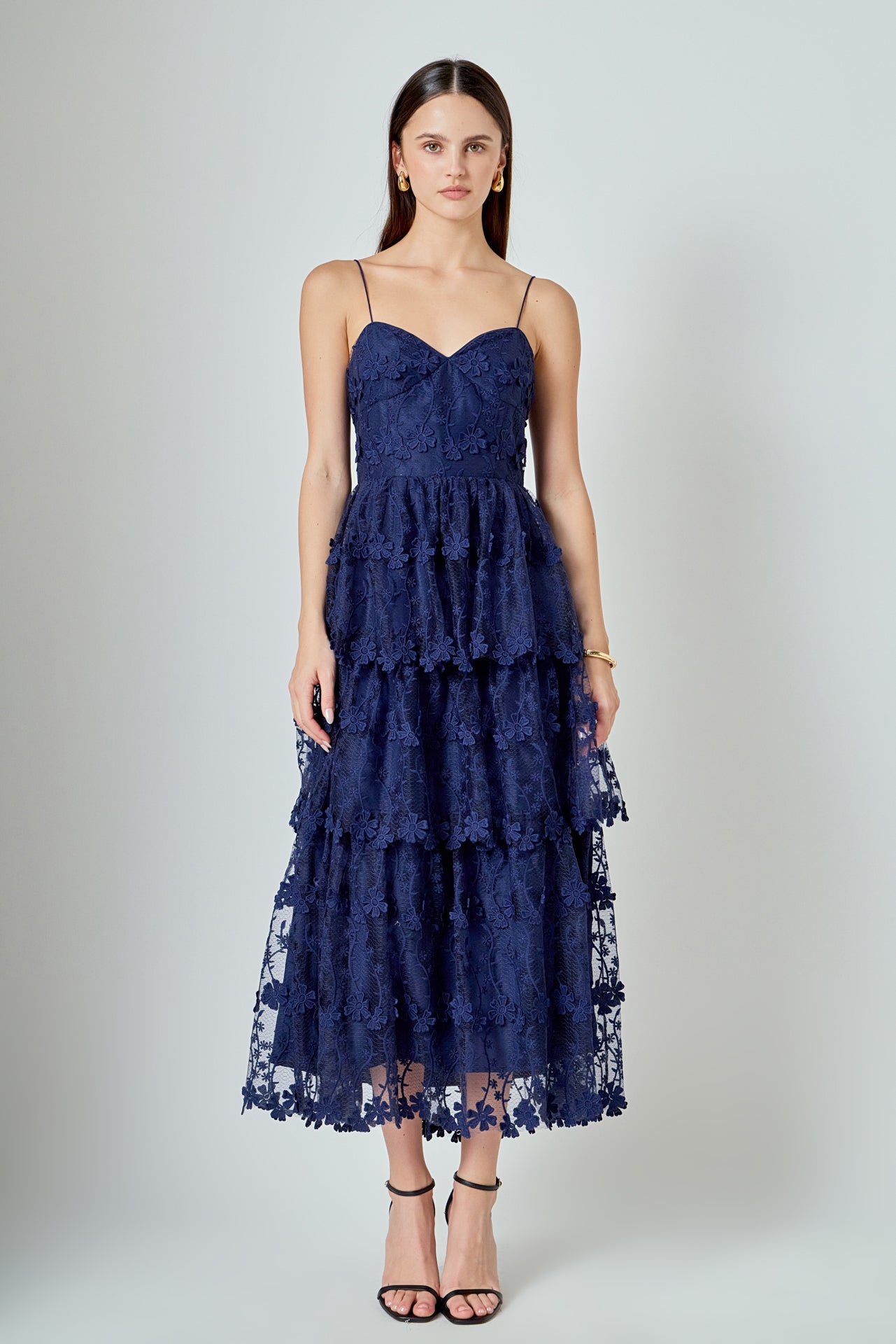 Endless Rose - Pleated Tiered Long Dress BURGUNDY / S Endless Rose - Pleated Tiered Long Dress BURGUNDY / S