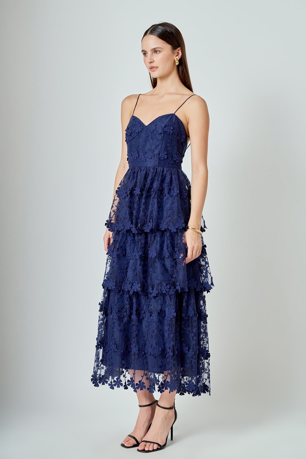 Endless Rose - Crochet Layered Midi Dress Black / L Endless Rose - Crochet Layered Midi Dress Black / L